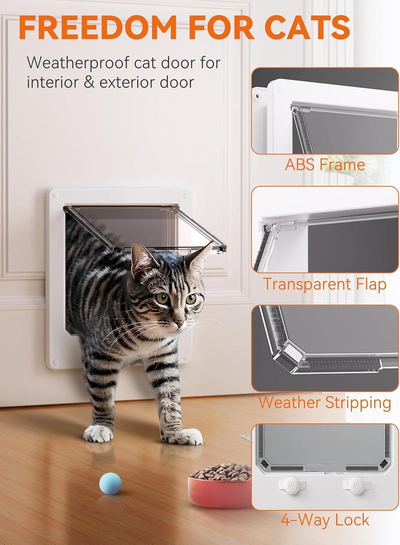 LIBBEPET Cat Door Interior Door, Indoor Cat Doors, X-Large Pet Doors for Cats Up to 25 lbs(Frame Size 9.8" x 11.6"), Upgraded 4 Way Locking Kitty Door for Interior & Exterior Doors, Easy to Install - Image 2